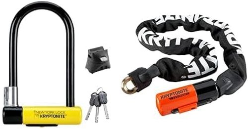Kryptonite New York Standard Bike U-Lock, Heavy Duty Anti-Theft, 16mm Shackle with Mounting Bracket and Keys, Ultimate Security for Bicycles E-Bikes Scooters