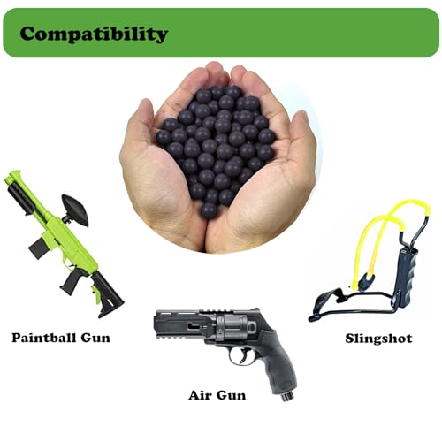 50 Cal Ammo Balls for tr50, Solid Nylon Balls for Umbrex T4E TR50 HDP50 HDR50 Revolver, Reusable Hard Self Defense Plastic Projectiles Fit Training Air Pistol Paintballs Gun - Black