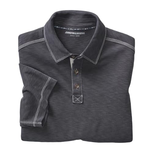 Johnston & Murphy Men¡¯s Vintage Slub Polo, Short Sleeve Collared Shirt for Men