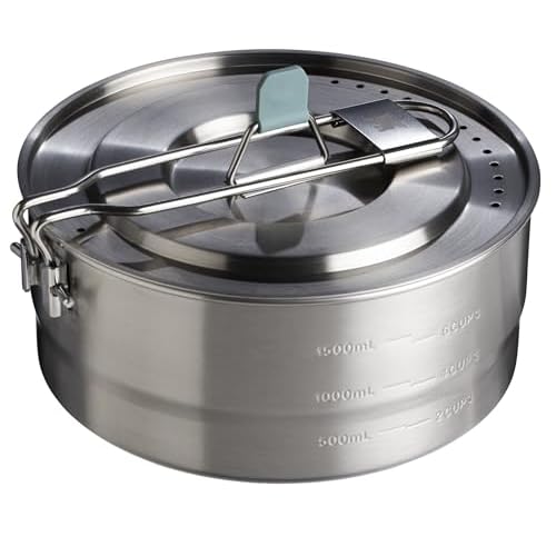 Stanley Wildfare Core Saucepan Cookset | 6-Pc Stainless Steel Cookware | 2qt Saucepan w/Lid, Cutting Board, Trivet & Spoons | Induction Cookware | Camping Essentials
