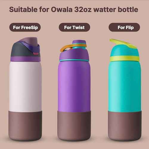 Silicone Water Bottle Boot for Owala 32 oz, Anti-Slip Protective Sleeve for Owala Twist & FreeSip & Flip Stainless Steel Water Bottle, Boot Bottom Base for Owala (Reddish Brown)