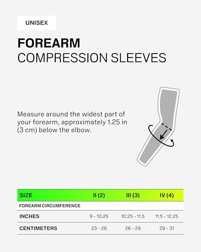 Forearm Compression Sleeves for Men & Women - Black/Grey, Support & Recovery Pair