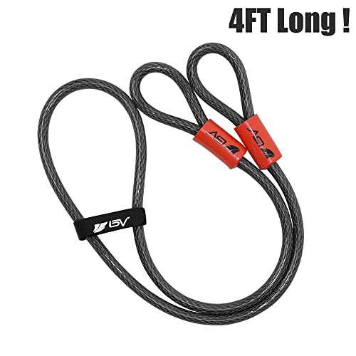 Heavy-Duty 4FT Steel Cable Lock with Loops - 10mm Braided Steel Weatherproof Security Chain Pair