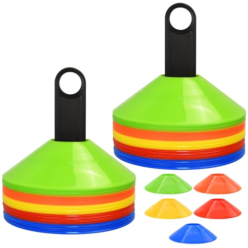 100PCS Soccer Cones Set with Carry Bags and Holders - Bright Colors for Training