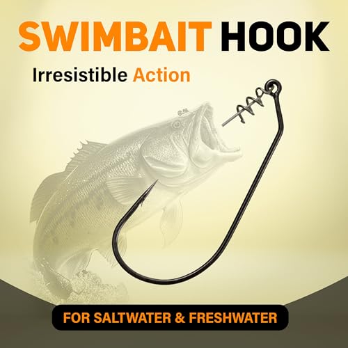 Reaction Tackle 1/0 Swimbait Hooks for Bass Fishing - Pack of 25