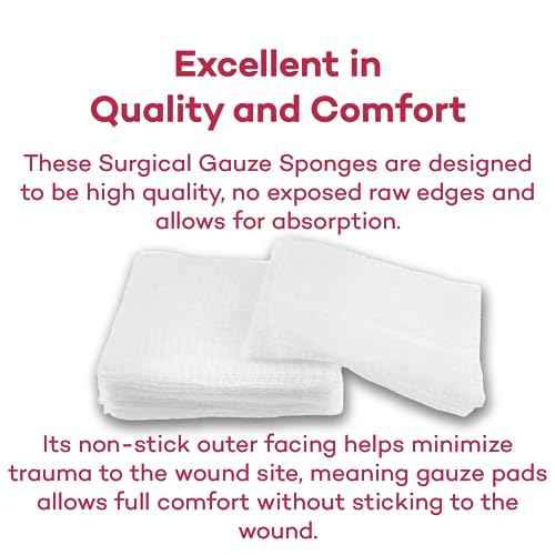 Dealmed 2" x 2" Surgical Sponges, 8-Ply, Non-Woven Absorbent Gauze Sponges for Wound Care, First Aid Kits and Medical Facilities, 200 Count (Pack of 2)