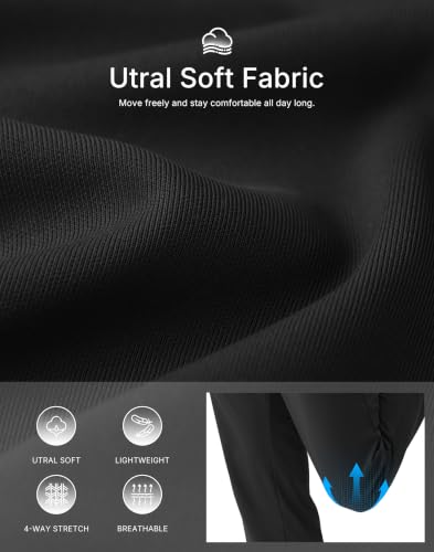Women's Track Pants with Zipper Pockets - Large Black Athletic Leggings