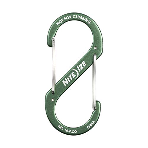 Nite IZE S-Biner Dual Carabiner Aluminum Size #4 Olive Pack of 2