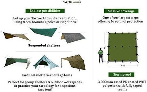 DD Hammocks - DD Tarp 4x4 - Coyote Brown: 13ft x 13ft