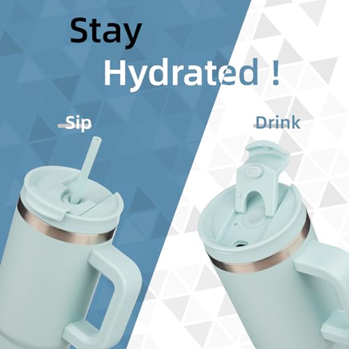 Insulated 30oz Water Bottle with Handle and Straw Lid - Blue Haze