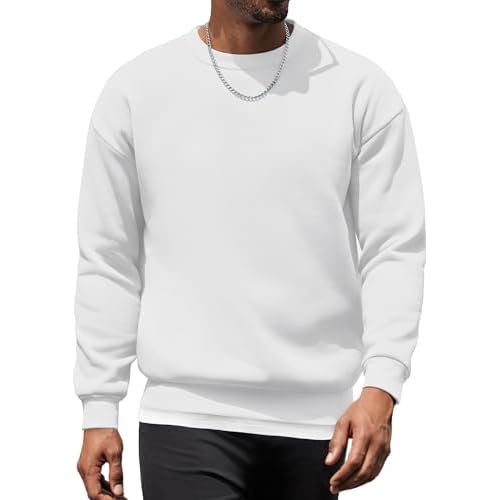 COOFANDY Mens Fleece Pullover Crewneck Sweatshirts Soft Casual Long Sleeves Sweatshirt Crew Neck Pullover Sweater