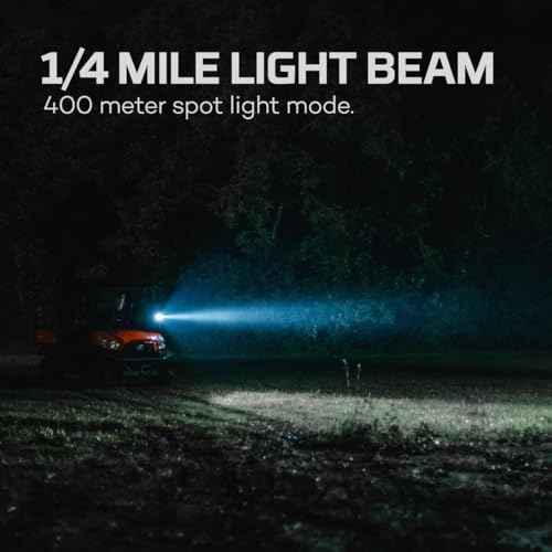 NEBO Master Series SL25 Rechargeable Spotlight & Floodlight | 600 Lumens, 10.5 Hour Run Time, 1/4 Mile Beam Flashlight, Waterproof, Powerful Magnetic Base, Includes Charging Cable