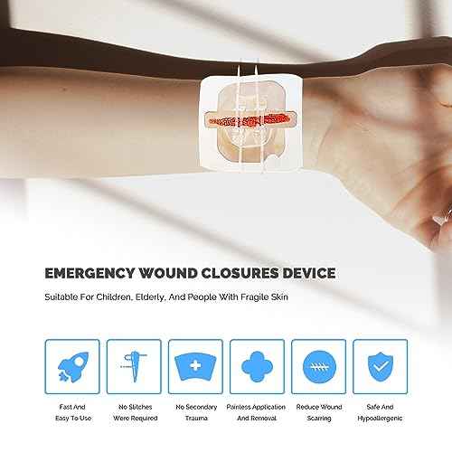 Zip Stitch Emergency Wound Closure Strips - 2Pcs Laceration Closure Kit Closures Repair Wounds Without Stitches - Butterfly Bandaids Bandages for Wounds