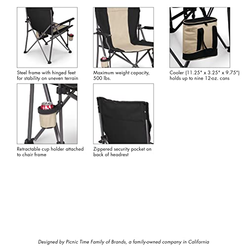PICNIC TIME NCAA Illinois Fighting Illini Big Bear XXL Camp Chair with Cooler, Heavy Duty Beach Chair, 500 lb Capacity Camping Chair with Carry Bag, (Black)