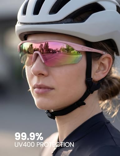 Polarized Sports Sunglasses - Pink Frame Pink Lens UV400 Protection for Men Women