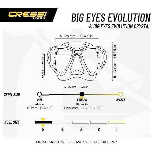 Cressi Adult High-End Scuba Diving Mask, Made in the Revolutionary Crystal Silicone - Big Eyes Evolution Crystal: Made in Italy