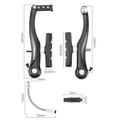 Bicycle Brake Set, V-Brake Brake Set Front and Rear Brake Brake Cables and Brake Lever kit for Mountain Bikes and Racing Bikes