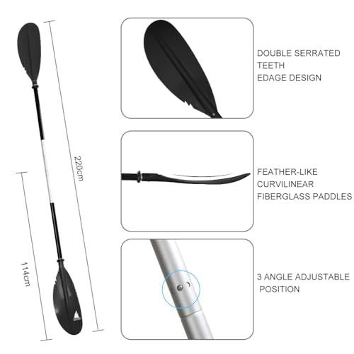 Black 86-Inch Kayak Paddle - Adjustable Aluminum Alloy Shaft with Glass Fiber Blades
