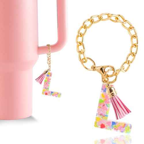 Letter Charm Accessories for Stanley Cup 1 PCS Cute Initial Keychain Handle Charm for Stanley Tumbler for Women