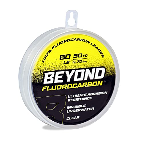 Beyond Fluorocarbon Leader Fishing Line - Clear 60LB, 50 Yards, Shock & Abrasion Resistant