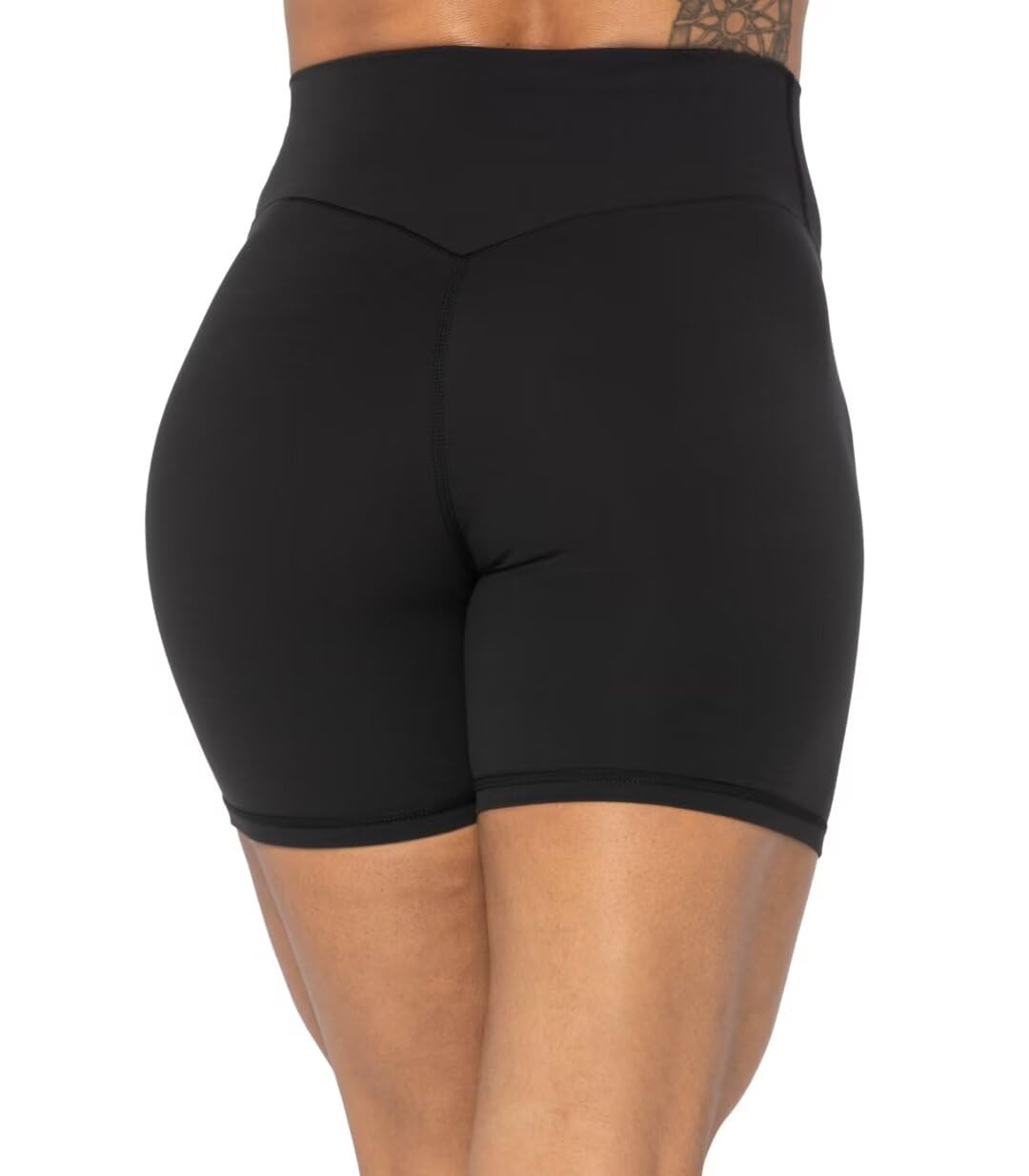 Sunzel Women's Biker Shorts in High Waist Tummy Control with No Front Seam 5" Black+Black (2 Pack) Large