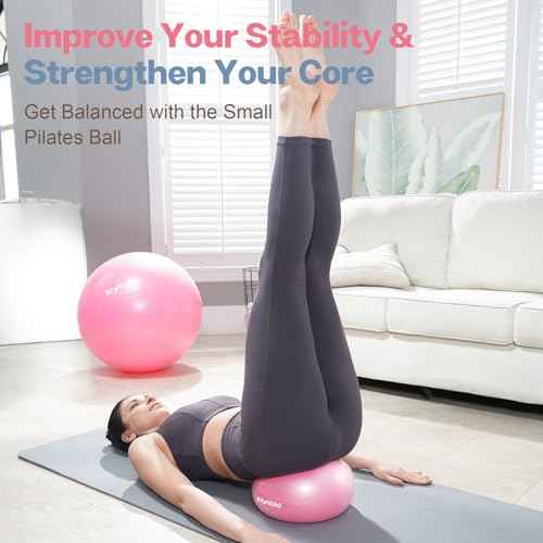 Small Exercise Ball, 9 Inch Mini Pilates Ball, Anti Burst and Slip Resistant Mini Yoga Ball for Stability, Fitness, Physical Therapy, Stretching & Core Strength Workout at Home Gym & Office