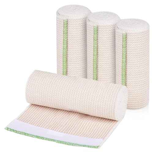 Elastic Bandage Wrap 6 Inch Compression Wrap Bandage with Self-Closure Washable Wide Elastic Bandages for Legs Tummy Body 4 Pack