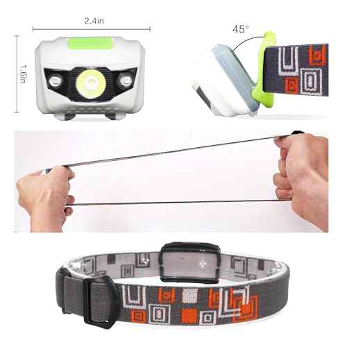MENCH Headlamp for Kids & Adults,2 Packs Outdoor Camping Hiking Running Head lamp with White & Red Light, IPX4 Waterproof LED Headlight with Adjustable Headband,6 AAA Batteries Included