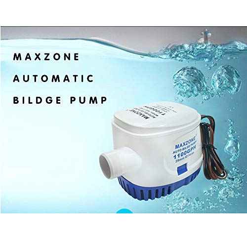 Automatic Submersible Boat Bilge Water Pump 12v 1100gph Auto with Float Switch, 1-1/8" Outlet, Compact Marine Boat Yacht