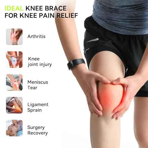 Knee Brace with Side Stabilizers for Women & Men, Compression Knee Sleeve with Gel Pad for Knee Pain Relief, Meniscus Tear, Arthritis, ACL, Injury Recovery, Knee Support for Running, Workout(Black, Large)