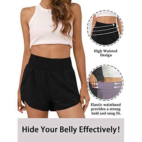 BMJL Women's Athletic Shorts High Waisted Running Short Pocket 2.5" Sporty Shorts Gym Elastic Workout Shorts