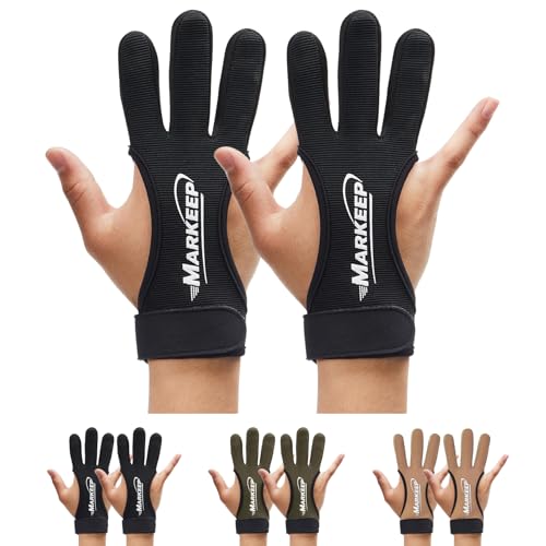 Archery Gloves 2 Pack Shooting Hunting Leather Guard 3-Finger Guard for Youth Adult Man Woman and Beginner Recurve Arrow Bow Archery Protective Gear Accessories