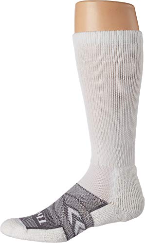 Unisex 12-Hour Thick Padded Over-the-Calf Work Socks - White/Grey, Large