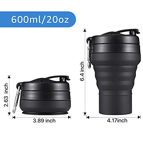 20 OZ Collapsible Silicone Travel Coffee Cup - Leak Proof & BPA Free, Folding Mug with Lid - Perfect for Camping & Hiking (Variation: 20 Ounces / 1.0)