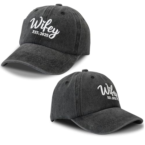 Hubby and Wifey Hats for Mr and Mrs, Engagement Anniversary Honeymoon Wedding Gifts Newlyweds Couples Baseball Cap