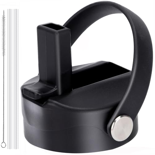 lids with Straw for Hydroflask Wide Mouth Water Bottle 32oz 40oz, Compatible With Takeya Wide Mouth Bottle, Replacement Cap Straw Cap With Big Nozzle, Lid with Straws and Brush with Flexible Handle