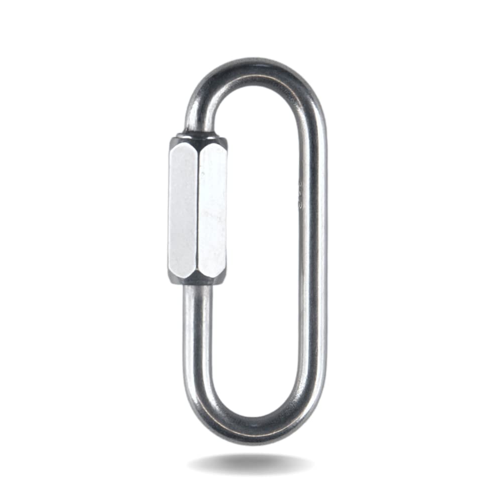 Oval Stainless Steel Lock Carabiner – Heavy Duty Threaded Screw Quick Link - 2 X 0.8 Inch – 1/5/10/20/25/50/100 Pack Option - 1 Count