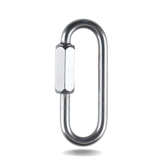 Oval Stainless Steel Lock Carabiner – Heavy Duty Threaded Screw Quick Link - 2 X 0.8 Inch – 1/5/10/20/25/50/100 Pack Option - 1 Count