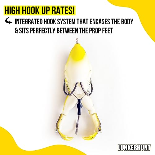 Lunkerhunt Frog Bait for Bass & Trout - Croaker Color, Weedless Topwater Lure