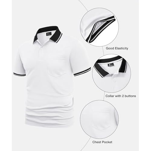 ZITY Mens Polo Shirts Casual Short Sleeve Athletic T-Shirts Classic Contrast Collar Shirt with Pocket