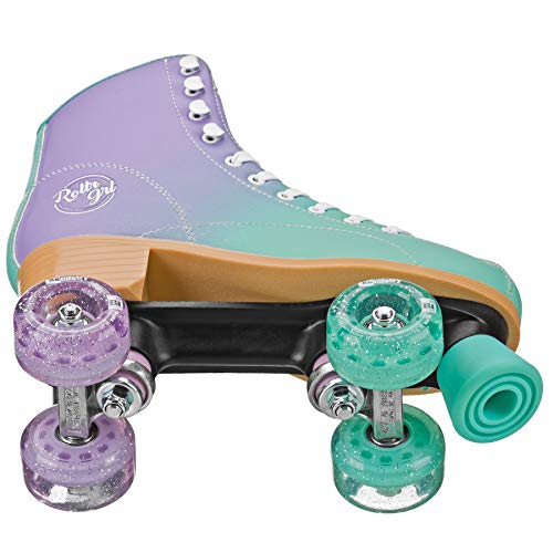 Colorful Freestyle Roller Skates for Women Men - Mint & Purple, Size 9