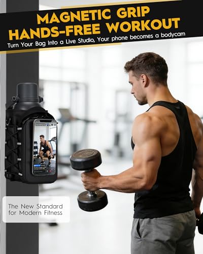 Magnetic Gym Bag with Water Bottle Holder & Phone Mount - Men’s Workout Organizer
