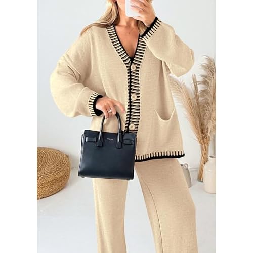 PRETTYGARDEN Lounge Sets for Women Fall 2025 Loungewear 2 Piece Outfits Cardigan Sweaters Track Suit Matching Winter Clothing