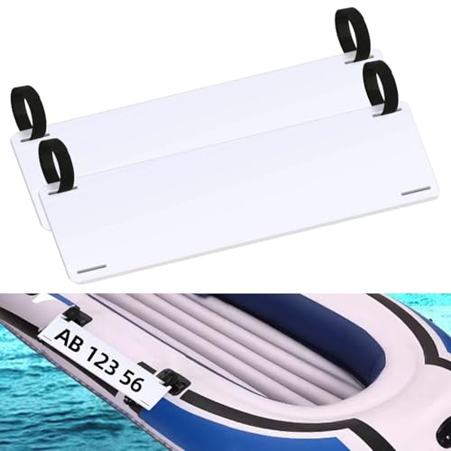 Boat Numbers and Letters Kit - Waterproof PVC Registration Plates with Self-Adhesive Decals, 2 Plates