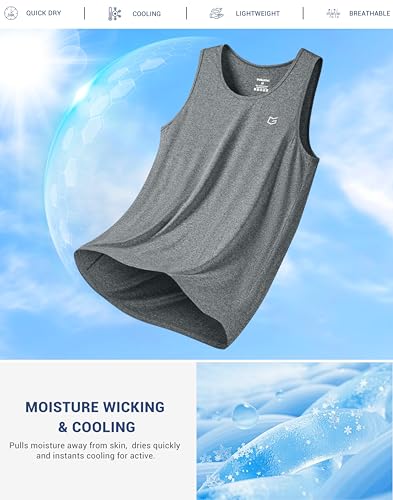 Men's Sleeveless Workout Muscle Tank Top Large Grey Heather - G Gradual