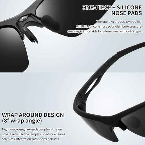 Joopin Sports Sunglasses Polarized UV400 Protection Wrap Around Sun Glasses Shades for Men Women