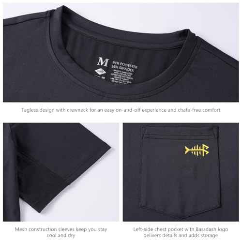 BASSDASH Men¡¯s UPF 50+ Performance Short Sleeve Pocket T-Shirt UV Sun Protection Fishing Hiking Kayaking Sports Shirts