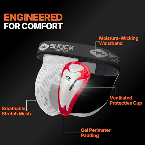 Adult Medium Shock Doctor Jock Straps with BioFlex Cup for Football & Baseball - Athletic Supporter