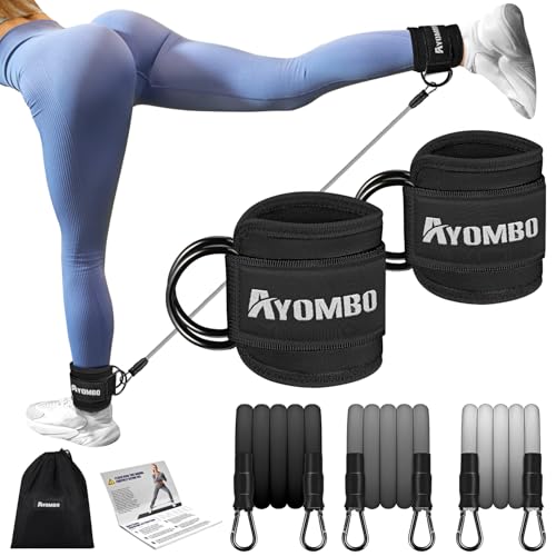 Ankle Resistance Bands with Cuffs for Women - 60LBS Black, Home Workout Equipment