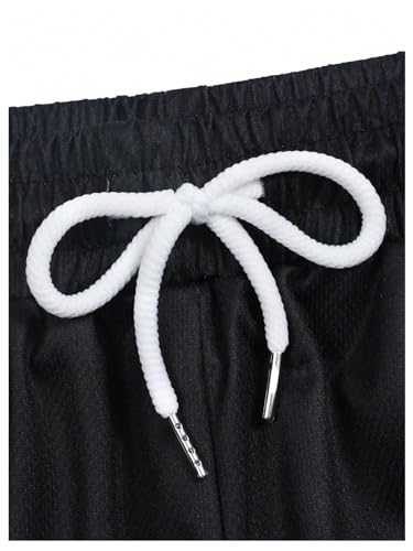 Men's 2 in 1 Gym Shorts with Letter Print & Pockets - Large / Black